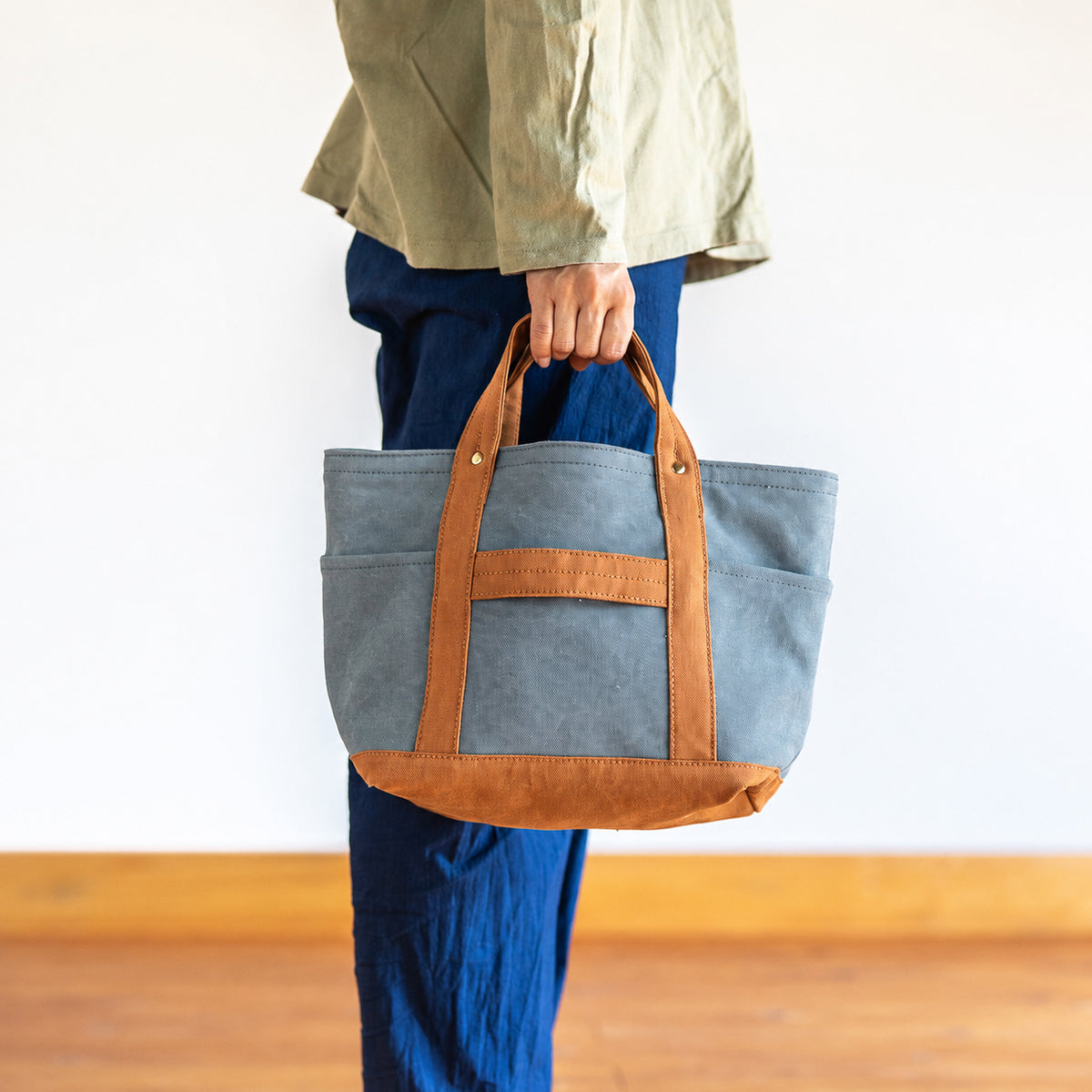 MINI TOOL TOTE Bi-color(sage×camel)
