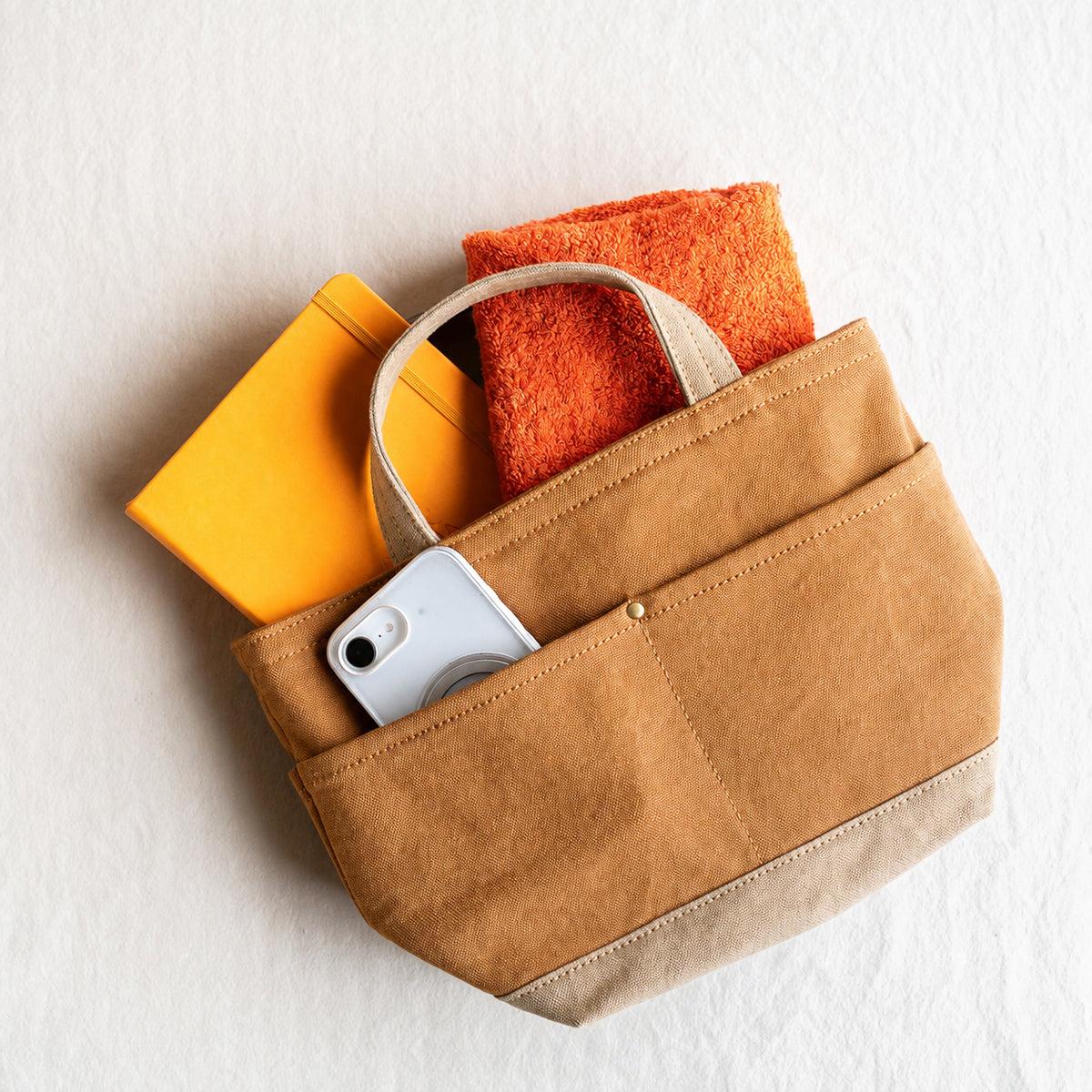 POCKET TOTE Bi-color(camel×beige)
