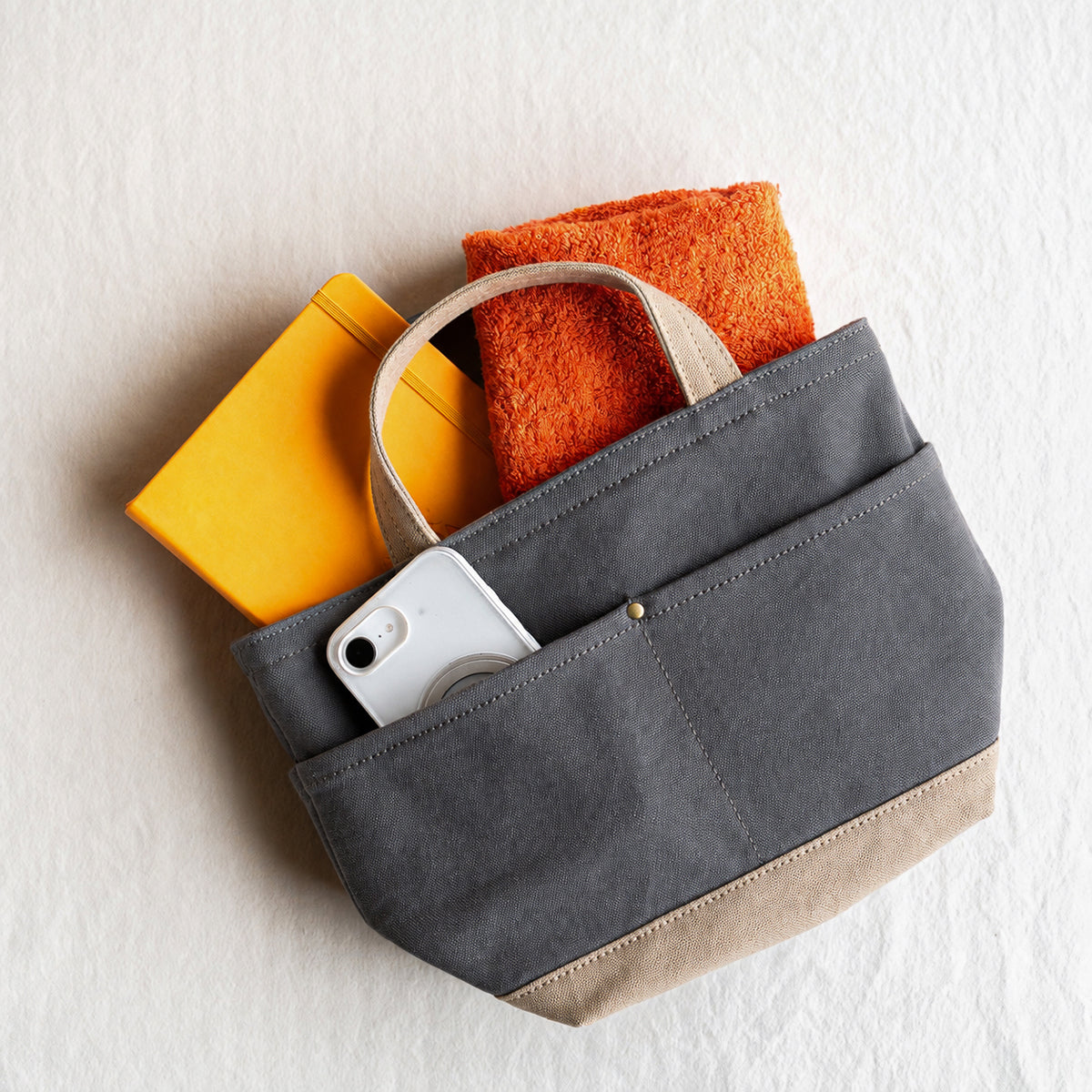 POCKET TOTE Bi-color(charcoal gray×beige)