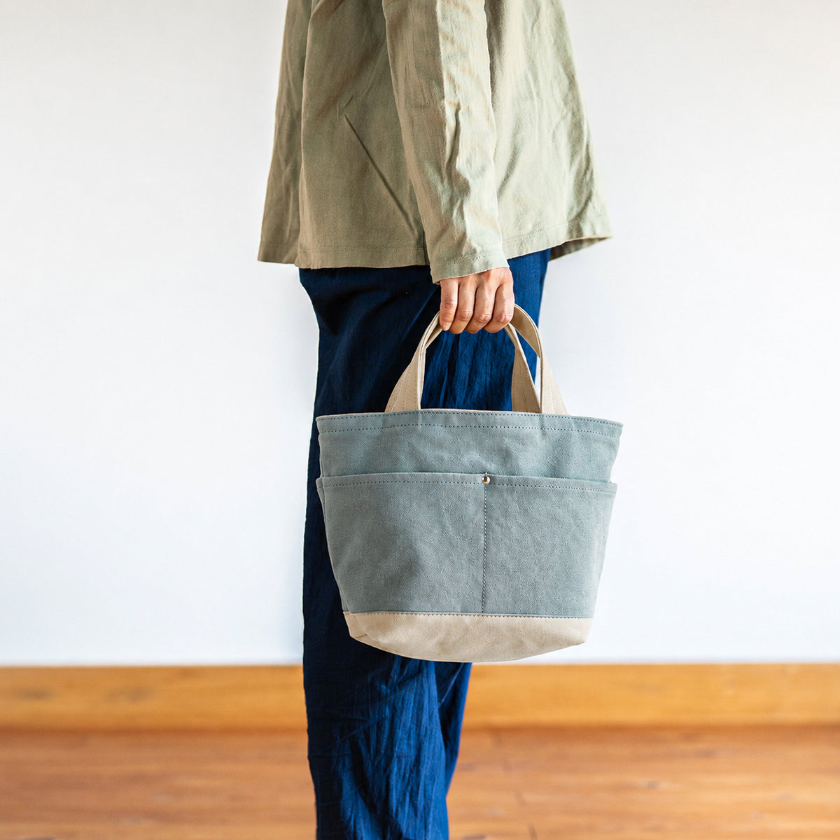 POCKET TOTE Bi-color(sage×beige)