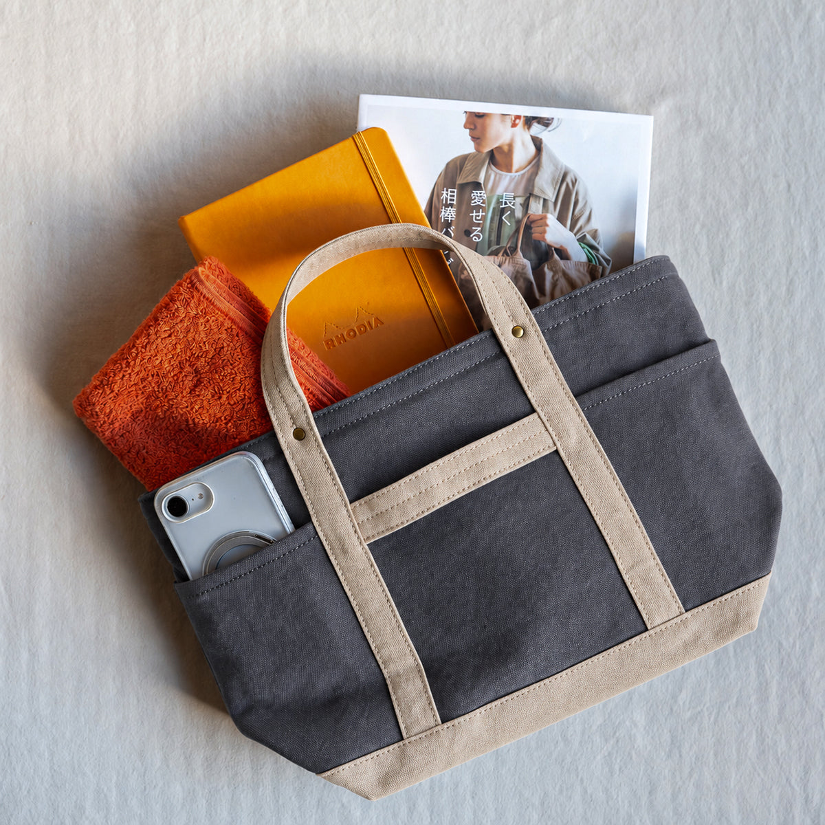 MINI TOOL TOTE Bi-color（charcoal gray×beige）