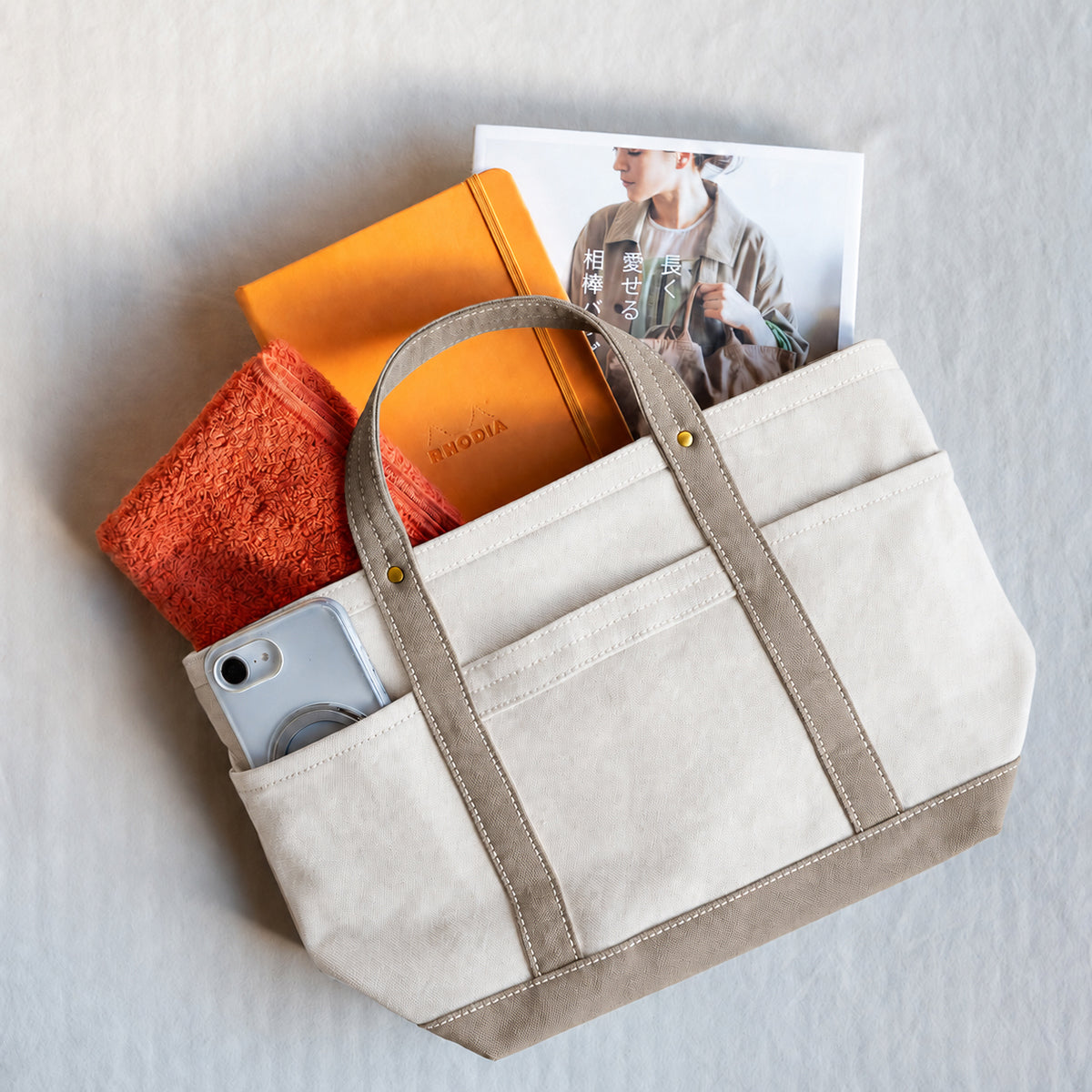 MINI TOOL TOTE Bi-color（ivory×beige）