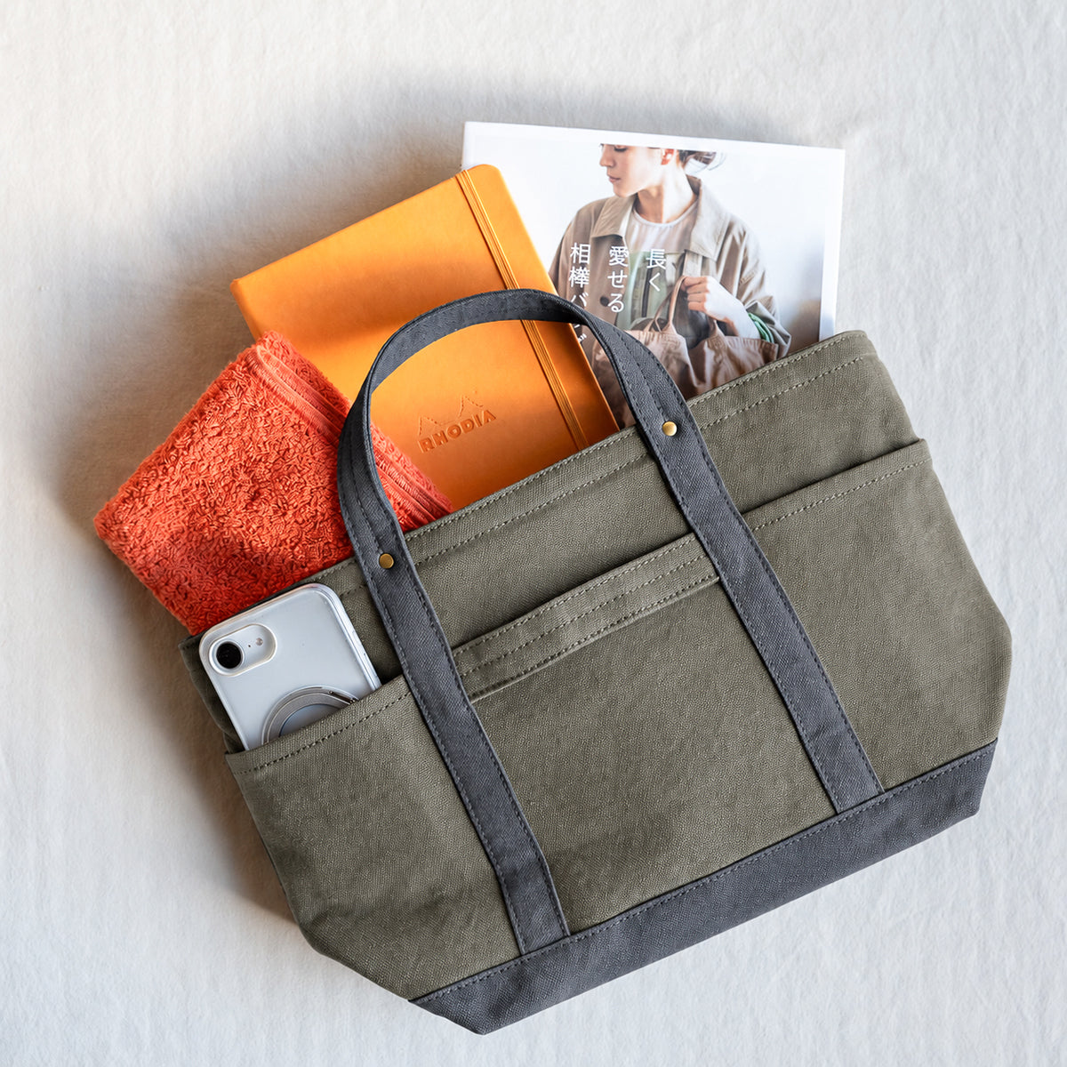 MINI TOOL TOTE Bi-color（oldkhaki×charcoal gray）