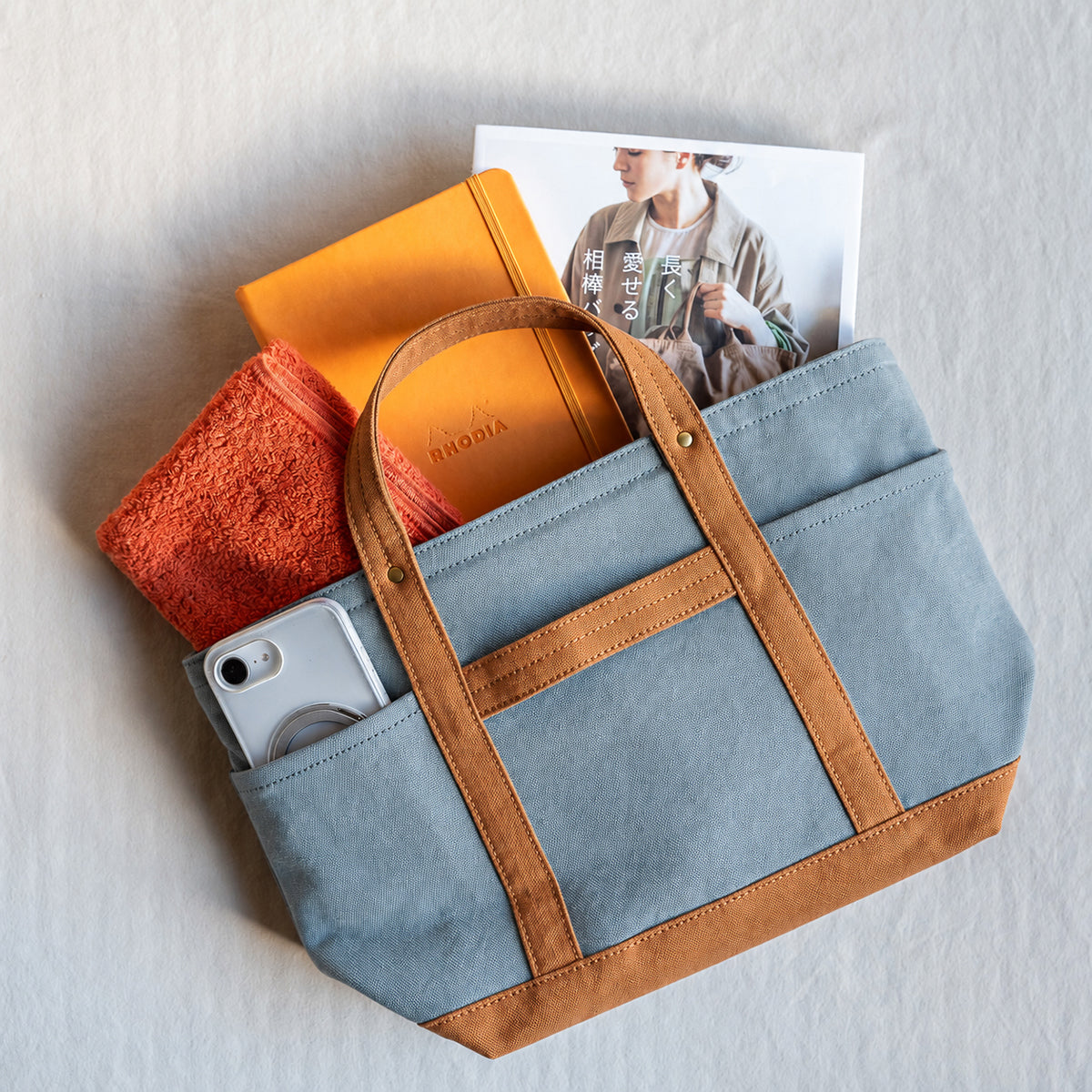 MINI TOOL TOTE Bi-color（sage×camel）